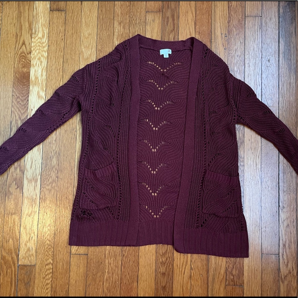 Knit burgundy cardigan